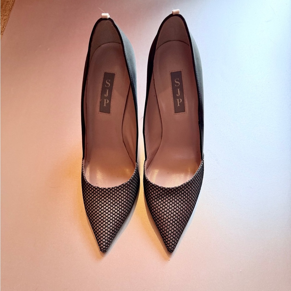 SJP by Sarah Jessica Parker Black/Silver Mesh Heels size 37.5